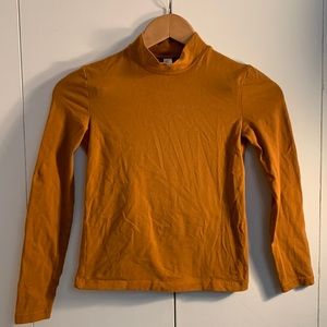 American Apparel Medium Burnt Orange Long Sleeve Mock Neck Crop Top
